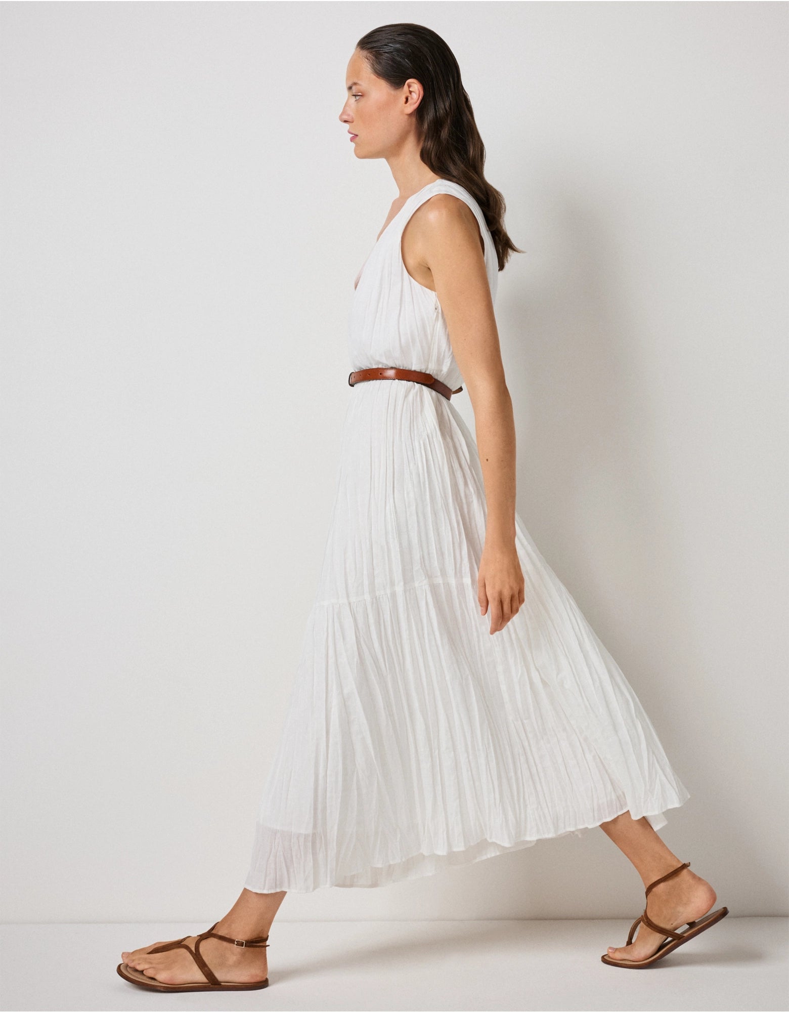 Linen Rich Crinkle Midi Dress